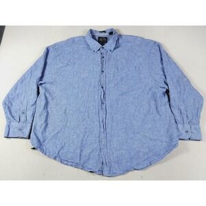 Bruno New York Shirt Mens 3XL Blue Linen Cotton Long Sleeve Button Up Casual